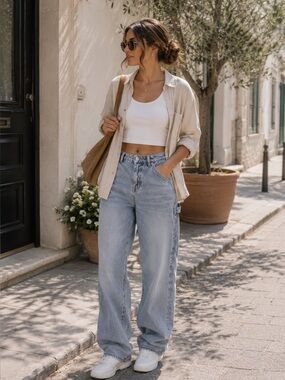 S.O.N.G. (Style of New Generation) carpenter-style boyfriend jeans